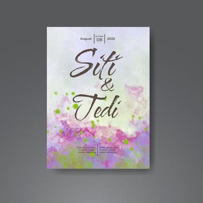 Wedding invitation with abstract watercolor background