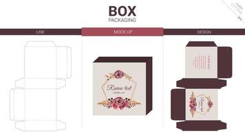 Box packaging and mockup die cut template vector