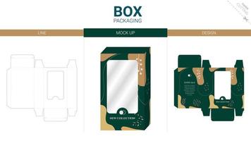 Box packaging and mockup die cut template vector