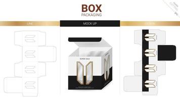 Box packaging and mockup die cut template vector