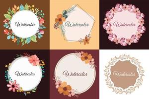 watercolor frame floral vector