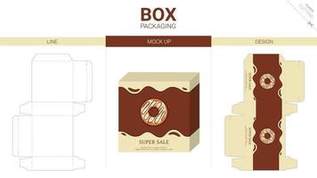 Box packaging and mockup die cut template vector