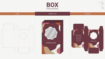 Box packaging and mockup die cut template vector