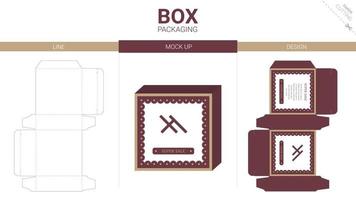 Box packaging and mockup die cut template vector