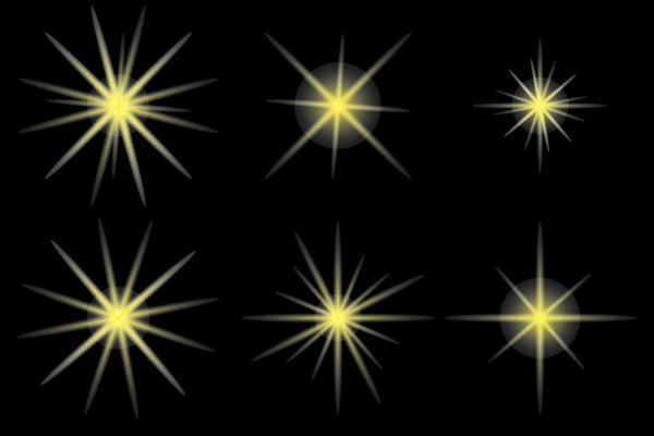 Set of yellow stars on black background