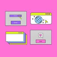 Old pc windows 90s set. Game Old pc aesthetic.Retro 80s, 90s vector flat icons. Retro web icons