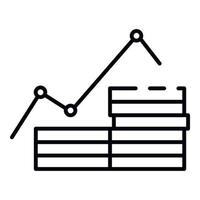 icono de diagrama de dinero, estilo de esquema vector