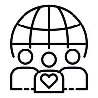 Global people charity icon, outline style vector