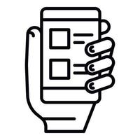 Take smartphone vote icon, outline style vector