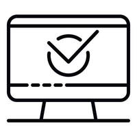Computer check note icon, outline style vector