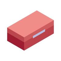 Red tool box icon, isometric style vector