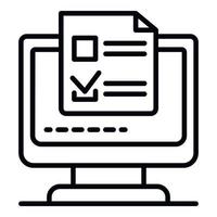 Online monitor vote icon, outline style vector