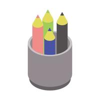 Pencil in plastic glass icon, isometric style vector