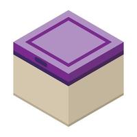 Plastic square box icon, isometric style vector