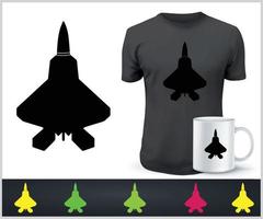 F-22 Raptor Military Fighter Jet Aircraft top silhouette isolated vector