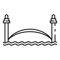 icono del puente de la ciudad del río, estilo de esquema vector