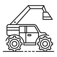 icono de excavadora de granja moderna, estilo de esquema vector