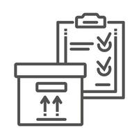 Delivery box check list icon, outline style vector