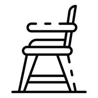 icono de silla de comida para bebés, estilo de esquema vector