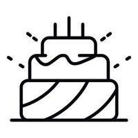 Birthday cake icon, outline style vector