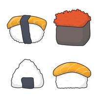 dibujado a mano ilustración de vector de comida de sushi japonés