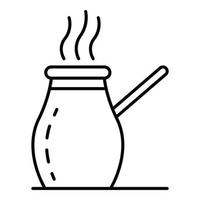 icono de jarra de café caliente, estilo de contorno vector