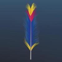 Blue abstract feather icon, realistic style vector