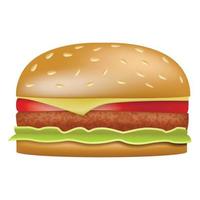 Burger icon, realistic style vector
