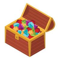 Gemstone treasure box icon, isometric style vector