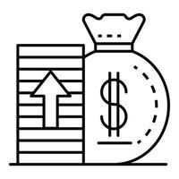 Increase money icon, outline style vector