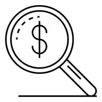 Search money magnify glass icon, outline style vector