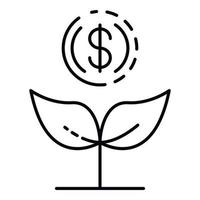 aumentar el icono de la planta de dinero, el estilo de esquema vector