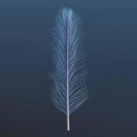 Light blue feather icon, realistic style vector