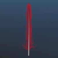 Red feather icon, realistic style vector