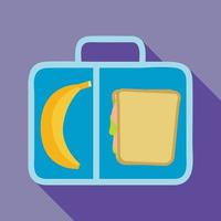 Banana sandwich lunchbox icon, flat style vector