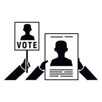 icono de banner de mano de voto, estilo simple vector