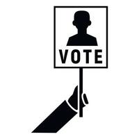 icono de cartel de mano de voto, estilo simple vector