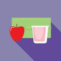 Green lunchbox icon, flat style vector