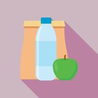 Paper lunchbox apple icon, flat style vector