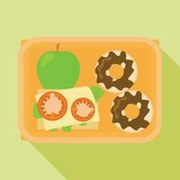 School lunch time icon, flat style vector