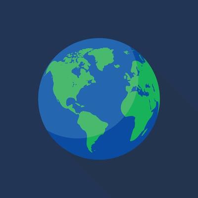 Earth space planet icon, flat style