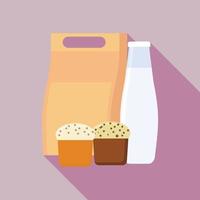 Milk bottle lunchbox icon, flat style vector