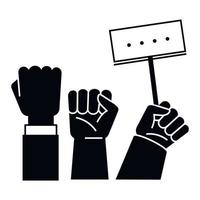 Fist up demonstration icon, simple style vector