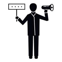 Man hand speaker icon, simple style vector