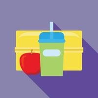 Plastic lunchbox icon, flat style vector