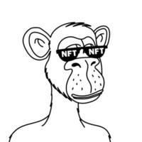 mono aburrido en gafas de sol nft aislado sobre fondo blanco. token no fungible blockchain monkey ilustración vectorial vector