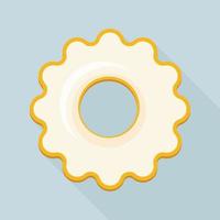 White cream cookie icon, flat style vector