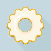 icono de galleta de crema blanca, estilo plano vector