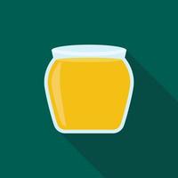 Open glass honey jar icon, flat style vector