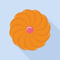 Swirl biscuit icon, flat style vector